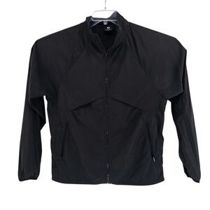 Bearded Goat Men's Med Full Zip Packable Windbreaker Black Outdoor Hiking Jacket